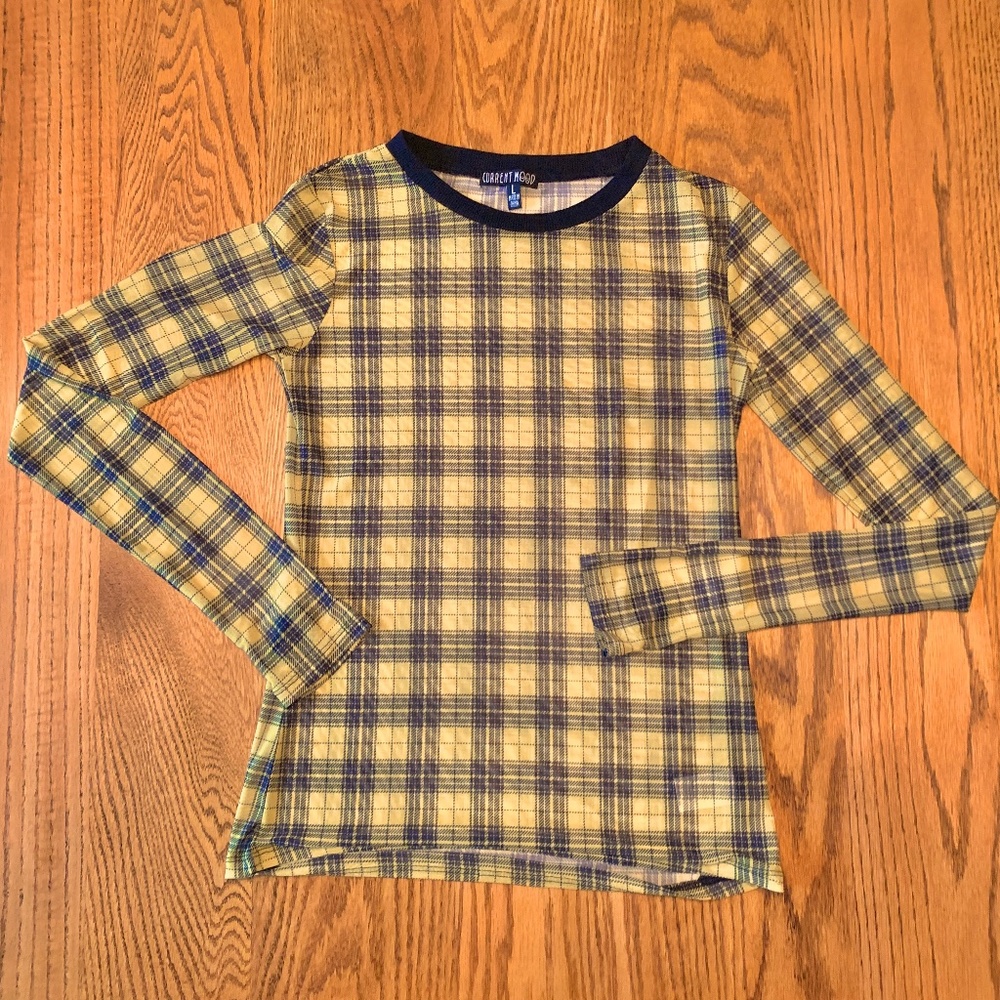 "Current Mood" sheer top, pull-over, L, NWOT